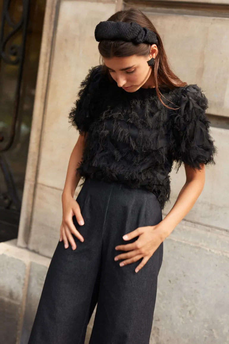 Maison Guillemette BLOUSE PLUMES NOIRE - LES EMBLEMATIQUES | Blouses