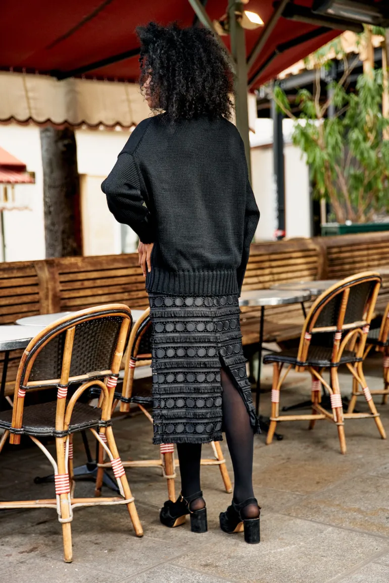 Maison Guillemette JUPE FRANGES NOIRE | Jupes