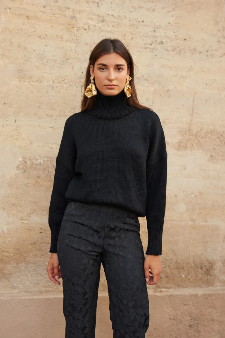 Maison Guillemette PULL RODOLPHE NOIR | Pulls Et Sweats